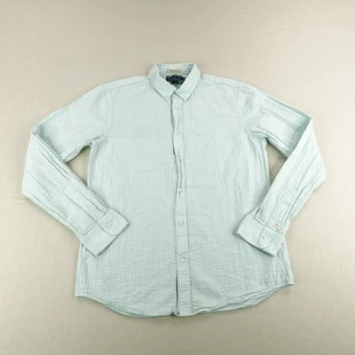 Camisa Scotch & Soda Para Hombre Grande Azul Blanco Seersucker Verano Playa En La Ciudad Foto 1 de 4