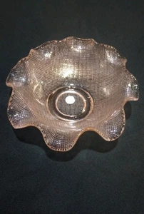 VINTAGE italienische Kolonie Waffelglas rosa geraffter Rand Süßigkeiten Dessertschale - Italien - Bild 1 von 5