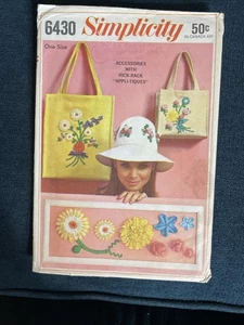 Bolsos de mano Simplicity 6430 años 60 sombrero para el sol y bolsos de mano  - Imagen 1 de 6