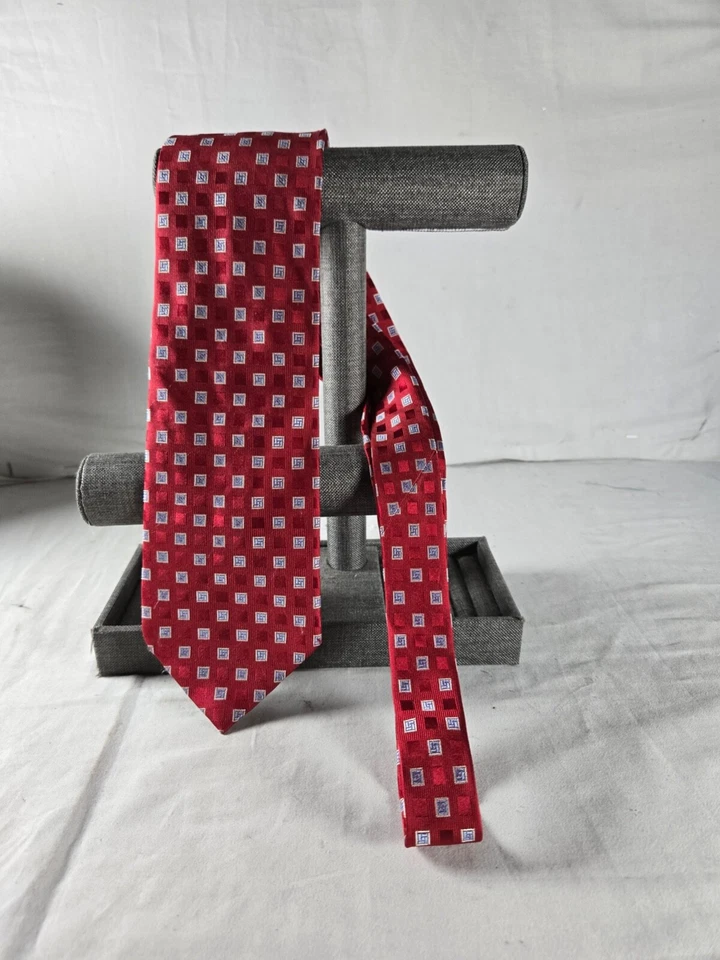 Corbata clásica de seda a cuadros roja blanca formal Nautica para hombre talla única Foto 1 de 4