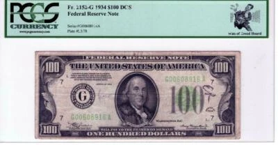 FR. 2152-C PCGS Wall of Greed 1934 $100.00 FRN Fed Res Note  - Image 1 of 2