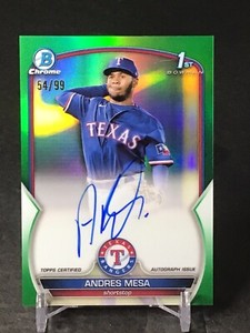 2023 Bowman Chrome Andres Mesa #CPA-AM Green Auto /99 Rangers