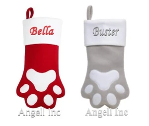 Medias de Navidad personalizadas con estampado de pata de animal mascota bordadas PERRO GATO NAVIDAD UK - Imagen 1 de 3