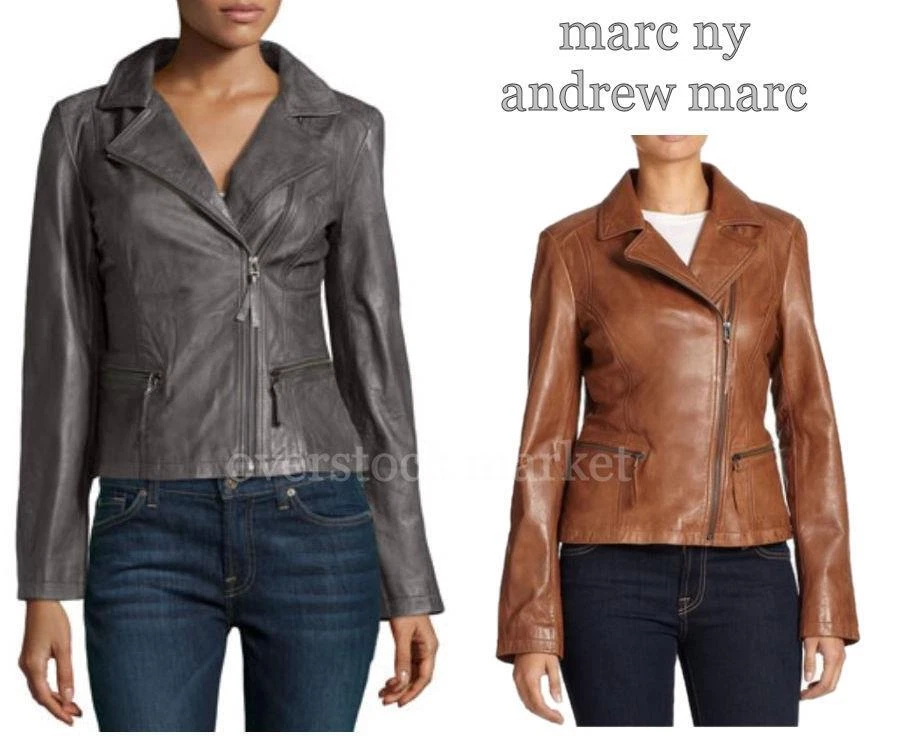 NEW WOMEN'S MARC NEW YORK FAUX LEATHER VINTAGE STYLE MOTO JACKET! VARIET - Image 1 of 1