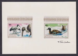 Jean Van Noten, Belgian stamp designer, 3 signed cards, Rwanda Sc 652-659, Birds - Picture 1 of 3
