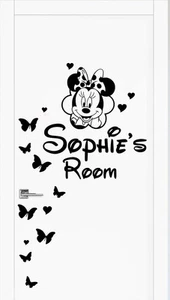 Personalisierter Tür-/Wandbildaufkleber/Aufkleber mit Namen Minnie Mouse Mädchen/Schlafzimmer - Bild 1 von 8