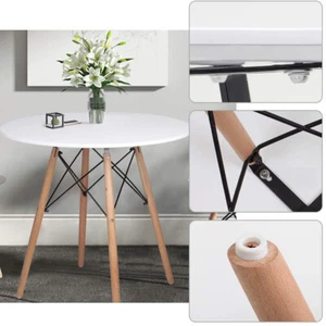 80cm White Dining Table Round Eiffel Office Kitchen Wood Leg Eames Replica - Picture 1 of 12