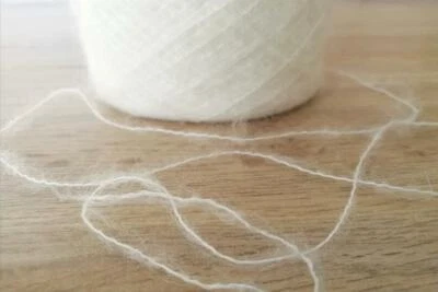 Kidmohair White luxury soft yarn cake Machine knitting Weaving yarn 200g/7oz - Image 1 of 4