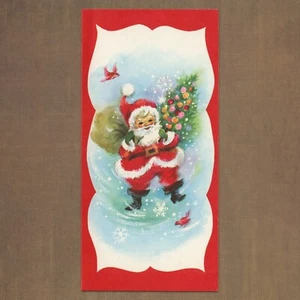 Unused Vintage CHRISTMAS & NEW YEAR Card, Santa Claus Gift Presents Tree Birds - Picture 1 of 6
