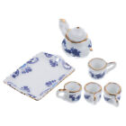 Miniatur-Porzellan-Teetassen-Set, Mini-Blumenmuster, Puppenhaus-Küchenzubehör