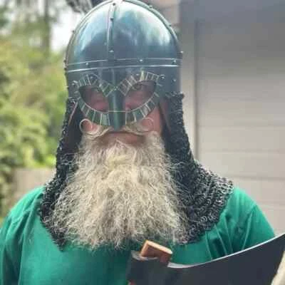 Шлем средневекового викинга Джермунбу с кольчугой норвежский воин доспехи с вентиляционным хвостом - Изображение 1 из 4