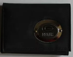 Black Leather Wallet License NFL Football Green Bay Packers Medallion Trifold - Picture 1 of 8