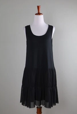 Cómoda camiseta sin mangas túnica con falda de malla negra lisa de Estados Unidos $116 talla pequeña Foto 1 de 4