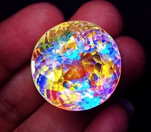 Mystic Quartz Rainbow Round Cut 57.50 CT Certified Loose Gemstone - Picture 1 of 7