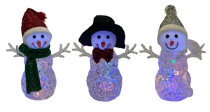 MUÑECO DE NIEVE BRILLANTE CON LUZ LED MULTICOLOR CON SOMBRERO DECORACIÓN NAVIDAD NAVIDAD - Imagen 1 de 14