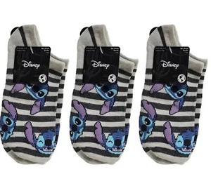 NEW! DISNEY (3~PAIRS) Shoe Size (4-10) 💙 ●STITCH● 💙 Stripped No-Show Socks. - Picture 1 of 12