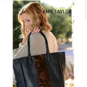 Ann Taylor Leather Town Tote with Leopard Accent, EUC Originally $118! - Picture 1 of 6