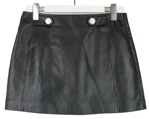 MAJE Jianou Skirt Women's (EU) 40 Lamb Leather Zip Shorts 2in1 Black Mini - Picture 1 of 11