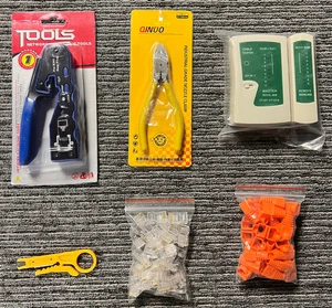 RJ45 Crimp Tool Kit Set, Ethernet Pass through Crimper, Network Cat5e Cat5 Cat6 - Afbeelding 1 van 11