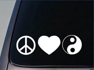 Peace love Yin yang sticker *H154* 8" vinyl new age hot yoga - Picture 1 of 1