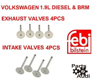 Engine Intake Exhaust Valves Set 8pc Kit For VW TDI Diesel 1.9L BRM Eng,   FEBI