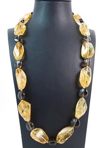 Collana in Quarzo Citrino e Q. Fumé con chiusura in argento 925 Made in Italy - Foto 1 di 3