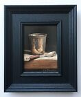 Oil Painting, Original, 6"x4.5" "Gilt Spoon, Silver Cup" framed, R A Julian