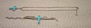 Pulsera y Collar Cristiano TURQUESA Cara Plateado Metálico Banda Diseño - Imagen 1 de 14