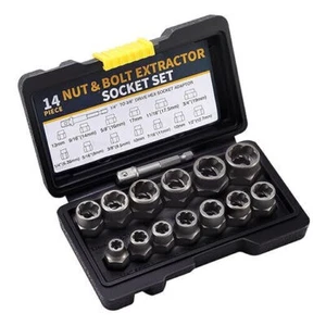 Nut & Bolt Extractor of Bolt Removal Tool Set, Extractor Socket Tool kit 14 Pcs - Picture 1 of 7