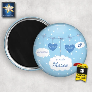 10 pz calamita magnete personalizzato NASCITA, BOMBONIERA, SEGNAPOSTO, DATA PESO - Picture 1 of 1