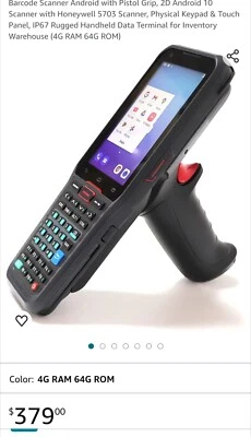 Barcode Scanner Android with Pistol Grip, 2D Android 10 Scanner 64gb - Image 1 of 4