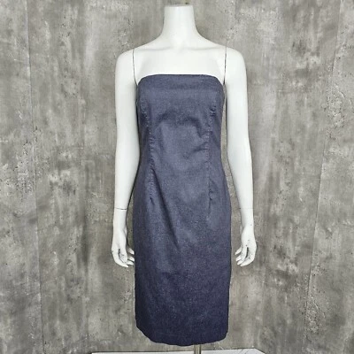 Vintage 90s Y2K Esprit Size M Dear Society Blue Denim Strapless Pencil Dress - Image 1 of 4