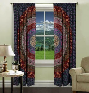 Indian Cotton Ethnic Mandala Curtain Window Door Cover Hanging Drape Tapestry - Picture 1 of 2