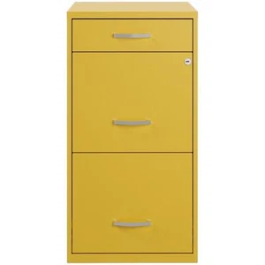 Space Solutions 18" D 3 Drawer Metal Organizer File Cabinet Yellow/Goldfinch - Picture 1 of 9