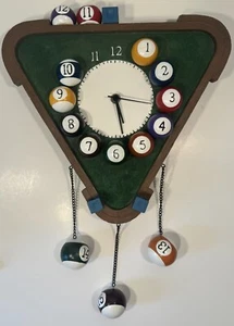 Pool Ball Wall Clock Billiards Triangle Rack Hanging Balls Resin - Picture 1 of 13