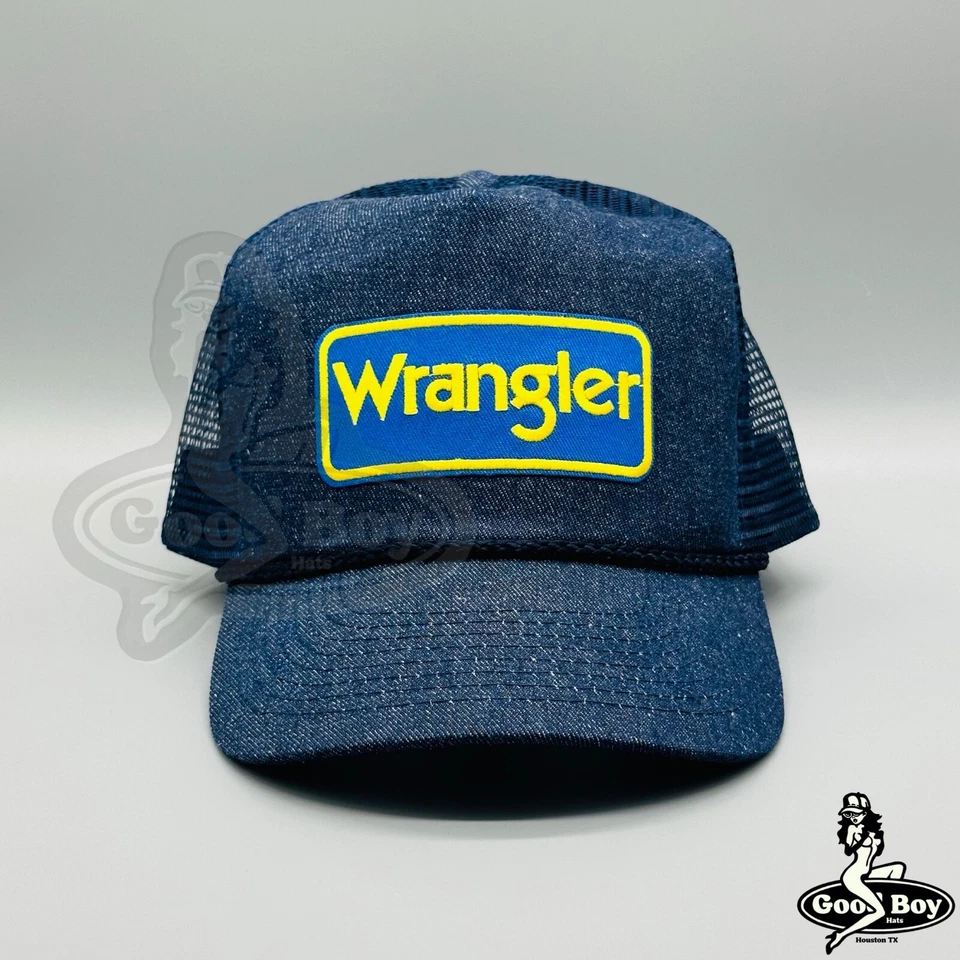 Gorra Wrangler Vintage Retro Denim Camionero Malla Cuerda Snapback Gorra Años 90 Rodeo Foto 1 de 4