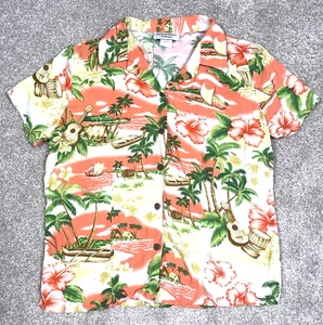 Hawaiian Reserve Collection Shirt Women XS Guitar Drum Palms Floral Hawaii Made - Picture 1 of 8