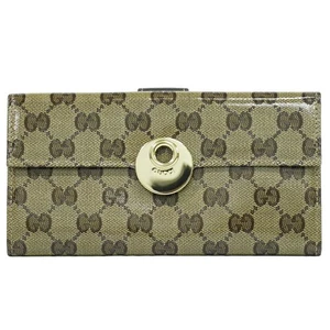 GUCCI GG Crystal 231835 Long Wallet Beige Brown Gold - Picture 1 of 15