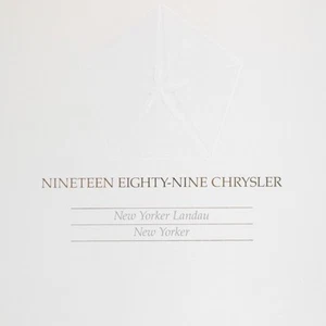 1989 Chrysler New Yorker Dealer Sales Brochure NOS Landau Showroom Size Catalog - Picture 1 of 6