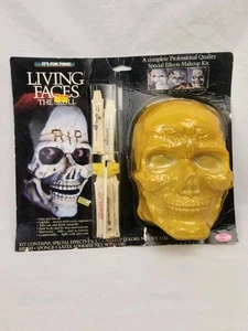 Vintage 1989 New Fun World Halloween Living Faces The Skull Make-up Kit Maske NOS - Bild 1 von 5