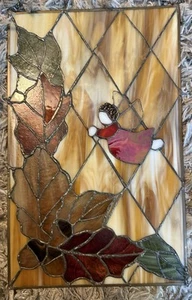 Glasmalerei Kunst Engel Sonnenfänger -10x16 Vintage Fensterscheibe (Top Zustand) - Bild 1 von 4