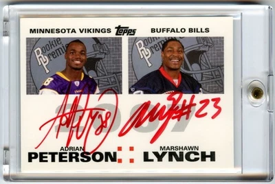 Adrian Peterson Marshawn Lynch 2007 Topps Rookie Premiere Dual RC AUTO #RPDA-PL - Image 1 of 2
