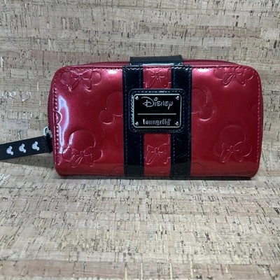 Disney Parks Loungefly  Minnie  Loves Mickey Red Black Embossed Wallet EUC - Image 1 of 4