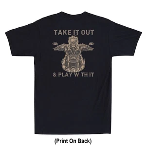 Take It Out And Play With It Funny Biker Skeleton  (Print On Back) Men's T-Shirt - Picture 1 of 8