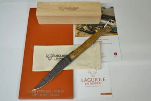 Laguiole en Aubrac Taschenmesser 12cm Klinge Damas Frankreich Griffschalen Teak - Bild 1 von 10