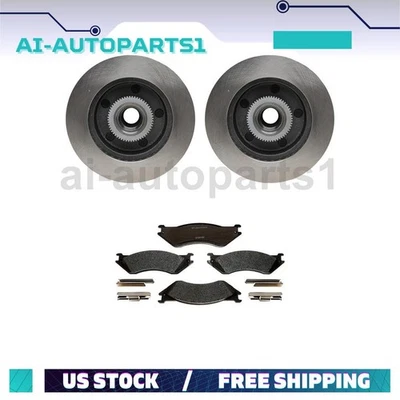 Pastilhas de freio dianteiras rotores de freio e conjunto de cubo para 1998 Dodge B1500 - Imagem 1 de 4