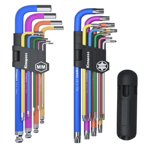 18 PCS Allen Key Wrench Set, Extra Long Arm Hex, Torx, 1.5-10mm, T10-T50 - Picture 1 of 7