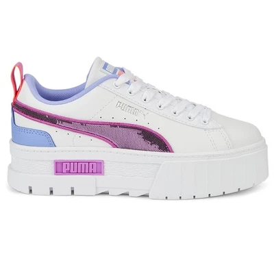 Zapatillas informales blancas con cordones de plataforma brillante PUMA Mayze 3885 Foto 1 de 4