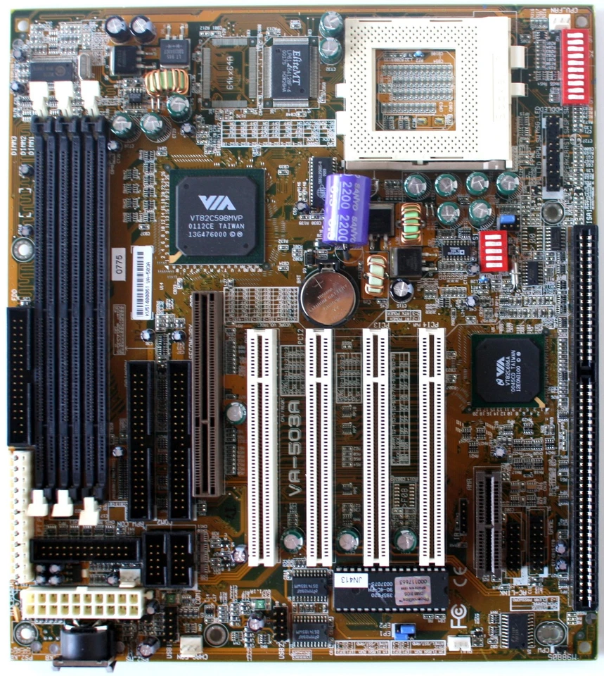 Motherboard, fic va-503a, socket 7, 4pci , 1 isa, amr audio adapter, at form fa - Image 1 of 2