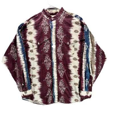 Vintage Panhandle Slim Shirt Mens XL Band Collar Western Aztec Rodeo 90s Cowboy - Image 1 of 4